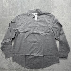 Old Navy Shirt Mens 3XLT Gray Slim Fit Long Sleeve Button Front Casual Woven